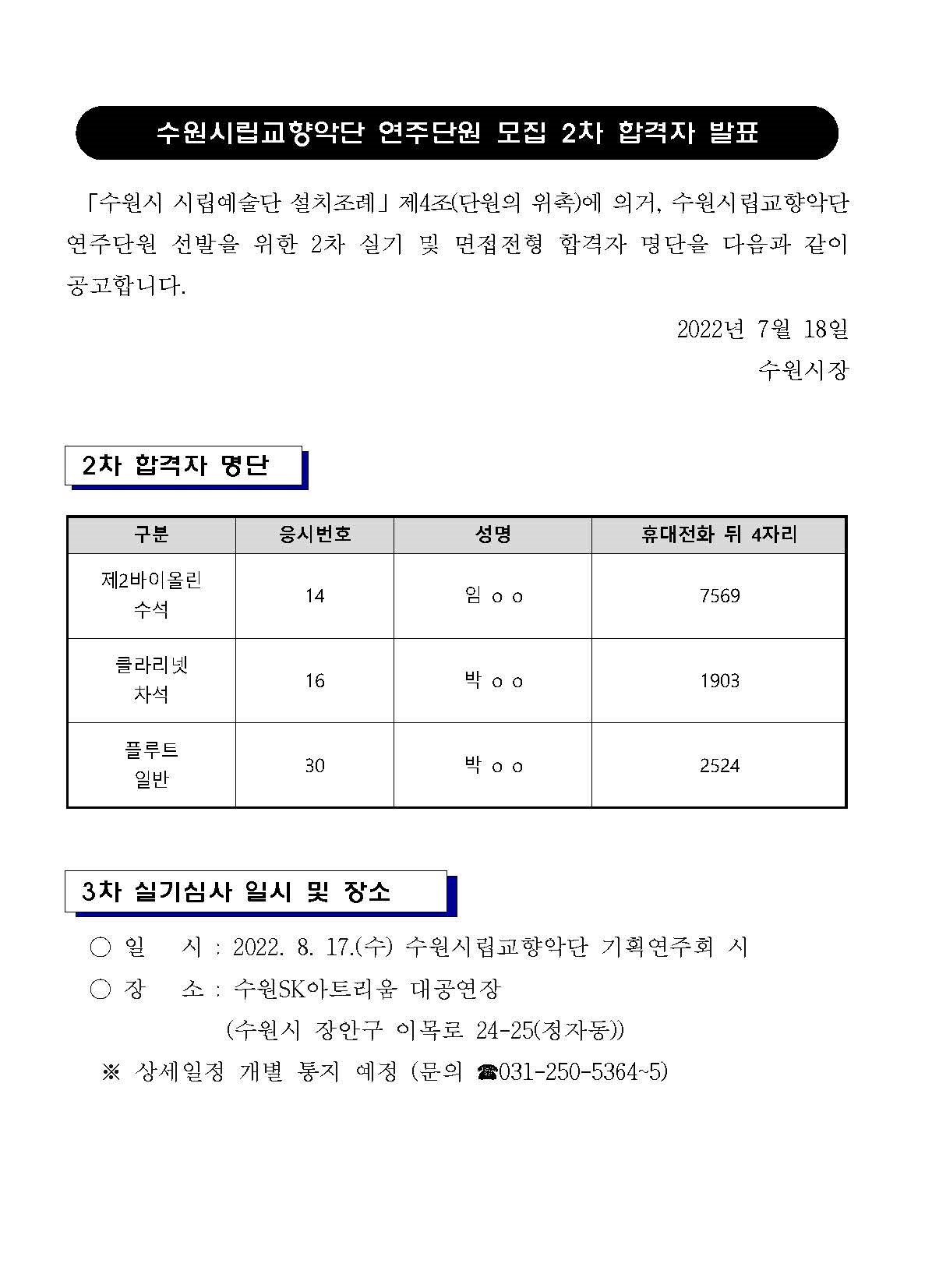 2차 합격자 발표